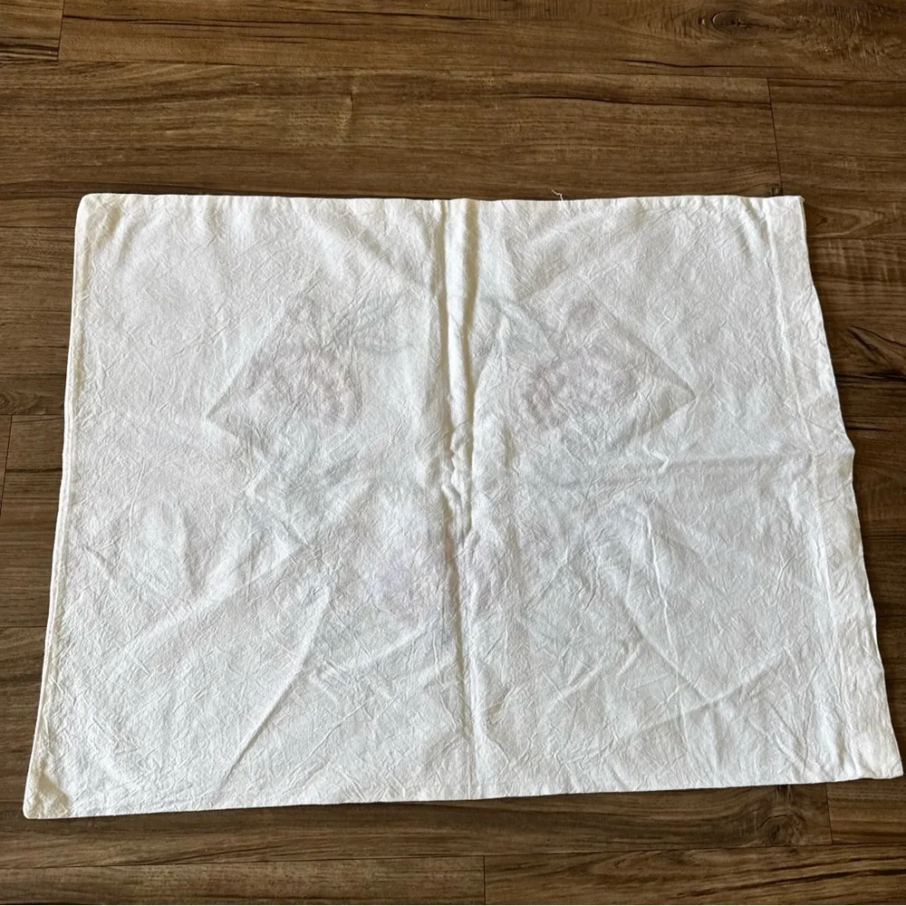 Embroidered Floral White red pillow shams vintage set of 2